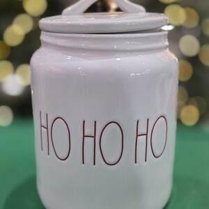 Rae Dunn White Jar with Red 'Ho Ho Ho'